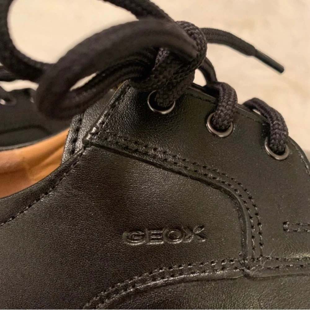 Geox Leather Unisex-Child School Uniform Dress Shoes, black size 32